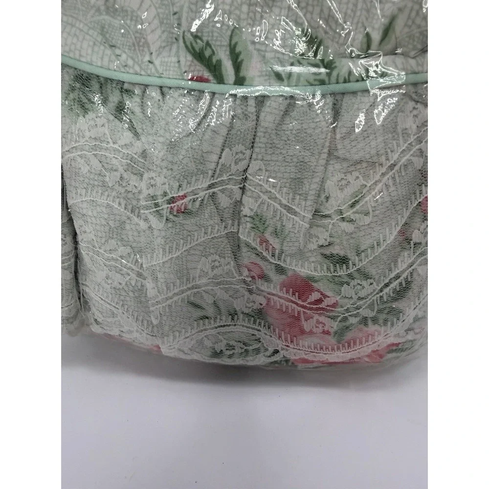 Utica 2 King Pillowcases Maiden Lace Ruffle Rose Floral Vintage No Iron Percale